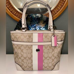 GUC VINTAGE Leather COACH CHELSEA HERITAGE F14477 Signature Shoulder Handbag